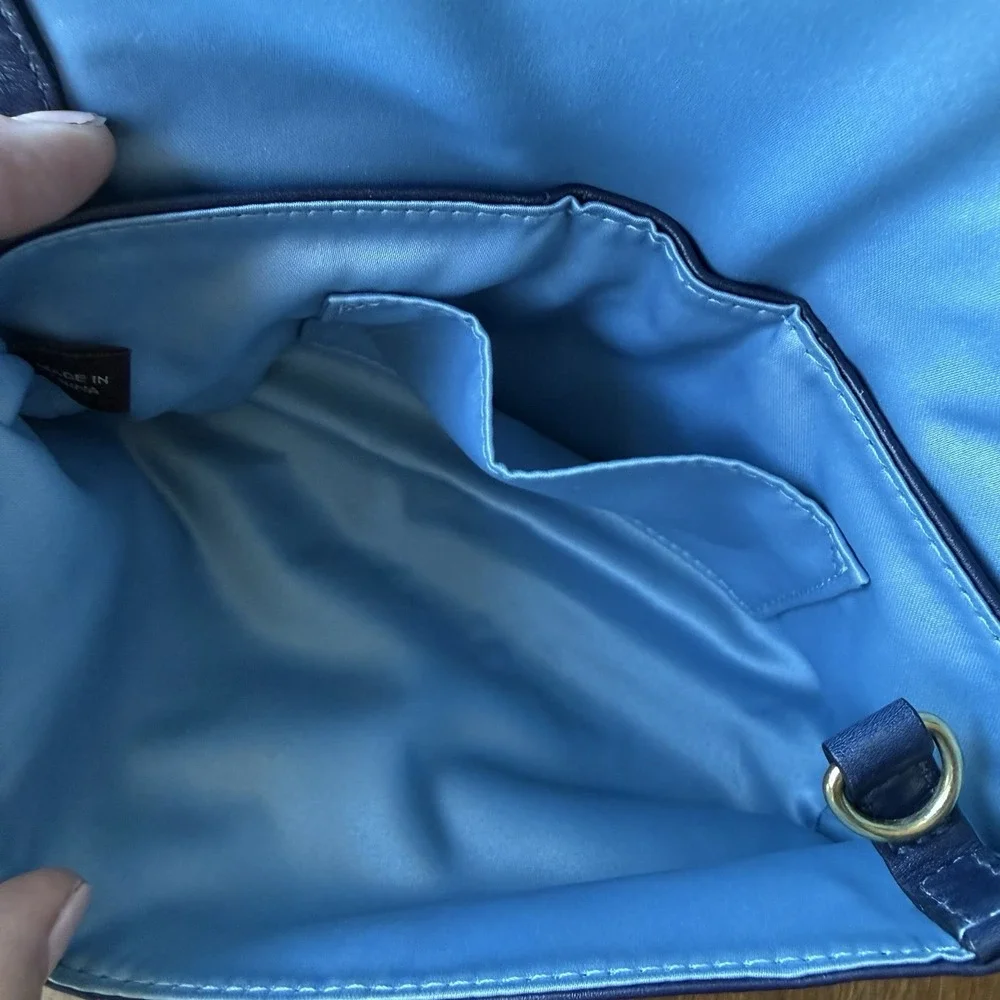Vtg Coach Kristin Large Wristlet Leather Demi Purse Marine Blue Clutch Bag Y2K